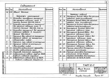 Состав альбома. Серия 7.407.2-1 ПрокладкаВыпуск 1 Прокладка кабелей в тоннелях 