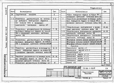 Состав альбома. Типовой проект 816-1-130.87Альбом 11 Проектная документация по переводу бытовых помещений  подвала  на режим   ПРУ