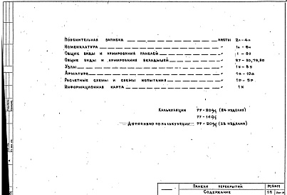 Состав альбома. Шифр РС5311 ПанелиАльбом 1 Рабочие чертежи
