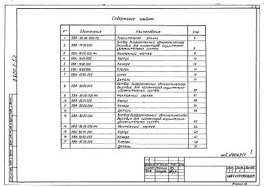 Состав альбома. Серия 3.820.2-52 ЗатворАльбом 1 Рабочие чертежи затворов диафрагменных