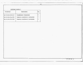 Состав альбома. Типовой проект Пу-1-50-364.89Альбом 2 Спецификация оборудования. Ведомость потребности в материалах.      