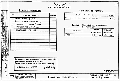 Состав альбома. Типовой проект 87-089/1.2Альбом 6 Часть 1.85, 2, 3, 4, 5, 6 Архитектурно-строительные чертежи, отопление и вентиляция, водоснабжение и канализация, газоснабжение, электрооборудование, устройства связи выше отм.0.000