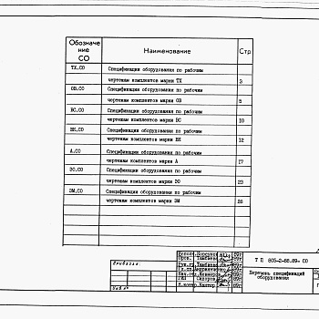 Состав фльбома. Типовой проект 805-2-88.89Альбом 4. СО Спецификации оборудования.     