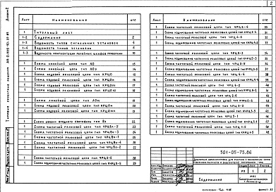 Состав альбома. Типовой проект 501-05-75.86Альбом 2 Принципиальные схемы