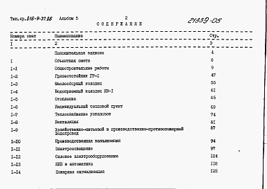 Состав альбома. Типовой проект 816-9-37.86Альбом 5 Сметы