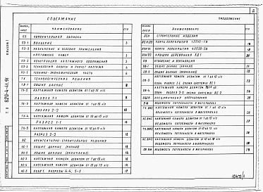 Состав альбома. Типовой проект 820-4-41.91Альбом 1 Пояснительная записка. Технологические решения. Архитектурно-строительные решения. Строительные изделия. Отопление и вентиляция. Спецификация оборудования. Ведомости потребности в материалах.     