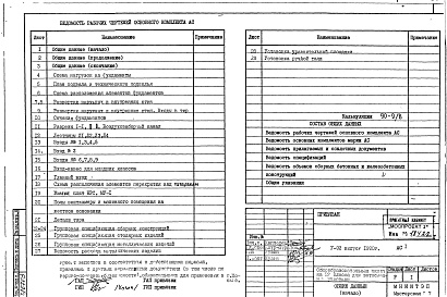 Состав альбома. Типовой проект V-92АС-1 Архитектурно-строительные решения подземной части здания (Выпуск 1990 г)