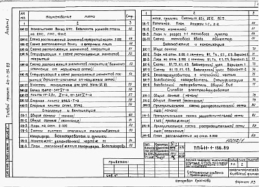 Состав альбома. Типовой проект 411-1-156.89Альбом 1   Пояснительная записка. Технология производства. Архитектурные решения. Конструкции железобетонные. Отопление и вентиляция. Внутренние водопровод и канализация. Силовое электрооборудование. Электрическое освещение. Связь и сигнализация. Автомати