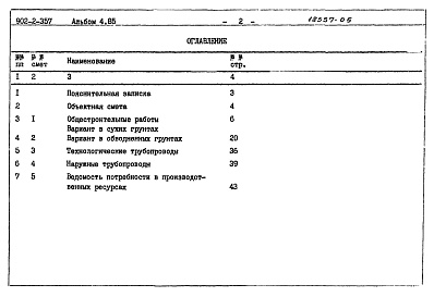 Состав альбома. Типовой проект 902-2-357Альбом 4.85 Сметы