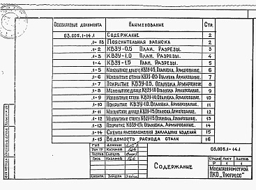 Состав альбома. Серия 03.005.1-14 МонолитныеВыпуск 1 Конструкции воздухозаборов. Материалы для проектирования и рабочие чертежи.