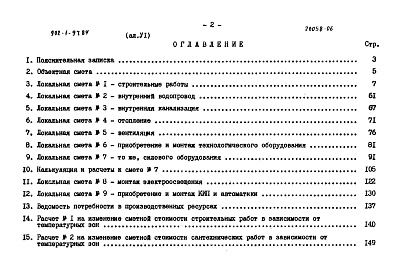 Состав альбома. Типовой проект 902-1-97.84Альбом 6 Сметы     