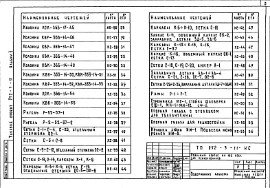 Состав альбома. Типовой проект 252-3-11Альбом 5  Изделия заводского изготовления 