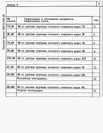 Состав альбома. Типовой проект 902-1-136.88Альбом 9 Ведомости потребности в материалах.         	          
