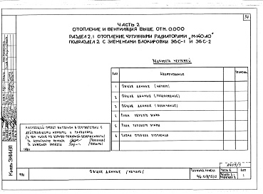 Состав альбома. Типовой проект 96-018/75/1.2Альбом 3 Архитектурно-строительные чертежи выше отм.0.000. Часть 2 Отопление и вентиляция выше отм.0.000 Раздел 2-1 Отопление чугунными радиаторами М-140-АО Раздел 2-3 Отопление конвекторами &quot;Комфорт&quot;. Часть 3 Водоснабжение и канализация выше от