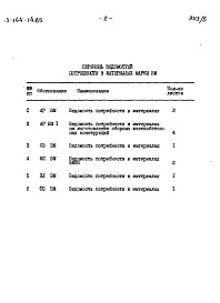 Состав альбома. Типовой проект 183-144-14.85Альбом 7 Ведомость потребности в материалах 