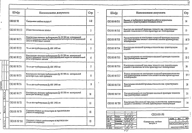 Состав альбома. Шифр СК3105-98 КонструкцииАльбом 4 Конструкции изоляции трубопроводов Ду 50-1400 мм. Конструкции пересечения канальной и бесканальной прокладки теплосети с существующими тепловыми сетями
