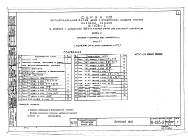 Состав альбома. Типовой проект 111-108-2Часть 2 Отопление и вентиляция выше 0.00