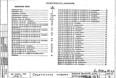 Состав альбома. Шифр РС3164-75 СтеныАльбом 1 Опалубка. Армирование Часть 1