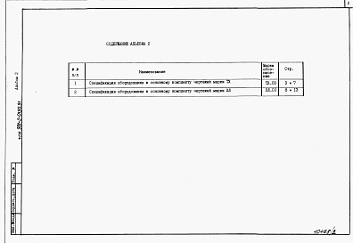 Состав альбома. Типовой проект 901-2-0190.91Альбом 2 Спецификация оборудования