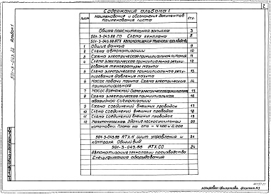 Состав альбома. Типовой проект 501-3-043.88Альбом 1 Пояснительная записка. Автоматизация технологии производства. Спецификации оборудования