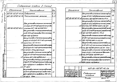 Состав альбома. Типовой проект 407-03-457.87Альбом 2 Строительные конструкции    
