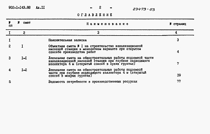 Состав альбома. Типовой проект 902-1-143.88Альбом 11 Сметы. Подземная часть.