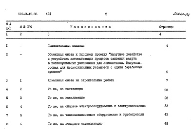 Состав альбома. Типовой проект 501-3-45.88Альбом 2 Сметы     