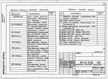 Состав альбома. Типовой проект 904-02-30.86Альбом 2 Кондиционер прямоточный с одной секцией воздухонагревателя первого подогрева, оснащаемого циркуляционным насосом и с двумя доводчиками. Электрическая система регулирования 