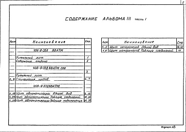 Состав альбома. Типовой проект 406-9-338.88Альбом 3 Задания заводу-изготовителю. Часть 1 - Щиты автоматизации