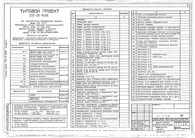 Состав альбома. Типовой проект 272-33-16.85Альбом 0 Архитектурно-строительные решения ниже отм. 0.000