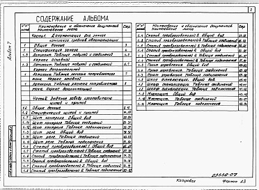 Состав альбома. Типовой проект 708-46.89Альбом 7 Часть 1. Документация для заказа комплекса средств автоматизации.     