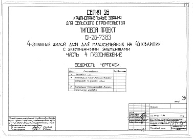 Состав альбома. Типовой проект 151-26-73.83Альбом 1 Части 0, 01, 02, 03, 1, 2, 3, 4, 5, 6 Общая часть. Архитектурно-строительные чертежи ниже отм. 0,000. Отопление и вентиляция ниже отм. 0,000. Водопровод и канализация ниже отм. 0,000. Архитектурно-строительные чертежи выше отм. 0,000. Отопление и