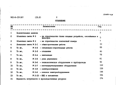 Состав альбома. Типовой проект 901-3-234.87Альбом 9. Сметы. Часть 1 — Отстойники и фильтры 