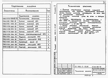 Состав альбома. Типовой проект 902-5-15.86Альбом 2 Строительные изделия    