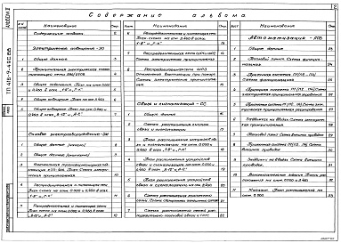 Состав альбома. Типовой проект 416-9-49с.88Альбом 5  Электрическое освещение. Силовое электрооборудование. Связь и сигнализация. Автоматизация     