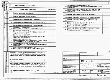 Состав альбома. Типовой проект 272-18-4Альбом 3 Автоматизация санитарно-технических систем выше отм.0.000