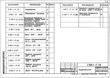 Состав альбома. Серия 3.901.1-17 ВиброизолирующиеВыпуск 2 Плиты. Рабочие чертежи