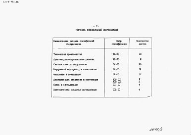 Состав альбома. Типовой проект 411-1-151.88Альбом 3 Спецификация оборудования.     