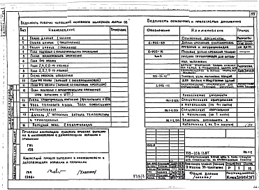 Состав альбома. Типовой проект 179-05в.13.87Альбом 3 АС Архитектурно-строительные решения выше отм. 0.000. ОВ Отопление и вентиляция. ВК Водопровод и канализация. ГСВ Газоснабжение