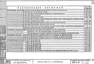 Состав альбома. Типовой проект 252-3-16Альбом 5-2 Изделия заводского изготовления . Железобетонные и гипсобетонные изделия