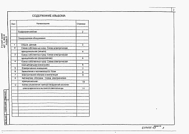 Состав альбома. Типовой проект 407-3-653.01Альбом 3 Электросиловое оборудование     