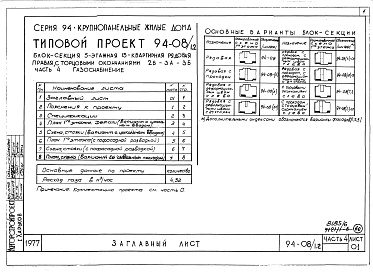 Состав альбома. Типовой проект 94-08/1.2Альбом 8 Часть 1 Архитектурно-строительные чертежи выше отм.0.000. Часть 2 Отопление и вентиляция Раздел 2-1 С радиаторами и конвекторами. Часть 3 Водоснабжение и канализация выше отм.0.000. Часть 4 Газоснабжение. Часть 5 Электроснабжение. Часть 6 Слабото