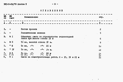 Состав альбома. Типовой проект 901-5-24/70Альбом 2 Сметы    