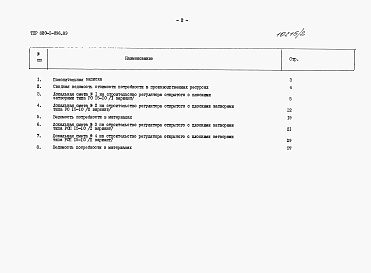 Состав альбома. Типовой проект 820-1-096.89Альбом 2  Регулятор открытый без переезда РО 15-10 и с переездом РОП 15-10. Сметы. Ведомости потребности в материалах     