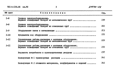 Состав альбома. Типовой проект 701-4-130.85Альбом 8 Сметы.