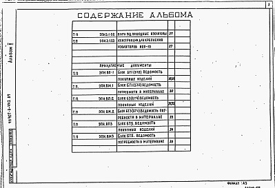 Состав альбома. Типовой проект 407-3-442.87Альбом 2   Конструкторская документация трансформаторной подстанции. Ведомости покупных изделий. Ведомости потребности в материалах    
