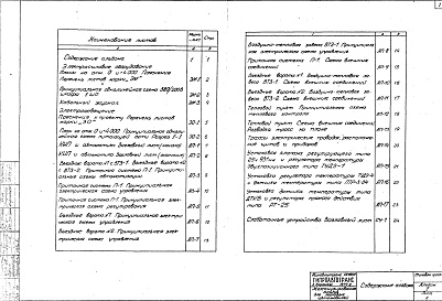 Состав альбома. Типовой проект 503-213Альбом 2 Электротехнические чертежи, чертежи по связи, сигнализации и автоматизации