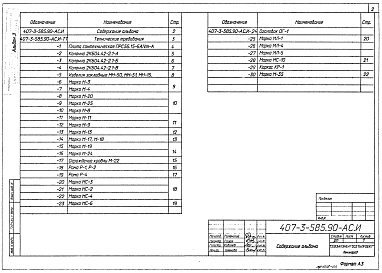 Состав альбома. Типовой проект 407-3-587.90Альбом 3 Применен из тп 407-3-585.90 Строительные изделия    