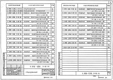 Состав альбома. Серия 1.020-1/83 КонструкцииВыпуск 2-10 Колонны с сечением 400х400 мм для зданий с высотой этажа 4,2 м. Пространственные каркасы