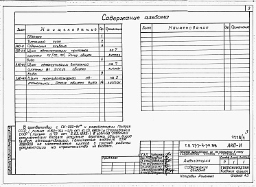 Состав альбома. Типовой проект 253-4-50.86Альбом 4 Эскизы общих щитов автоматизации и электрооборудования